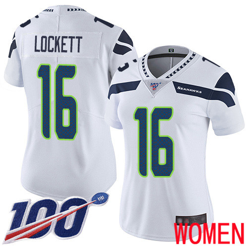 Seattle Seahawks Limited White Women Tyler Lockett Road Jersey NFL Football #16 100th Season Vapor Untouchable->youth nfl jersey->Youth Jersey